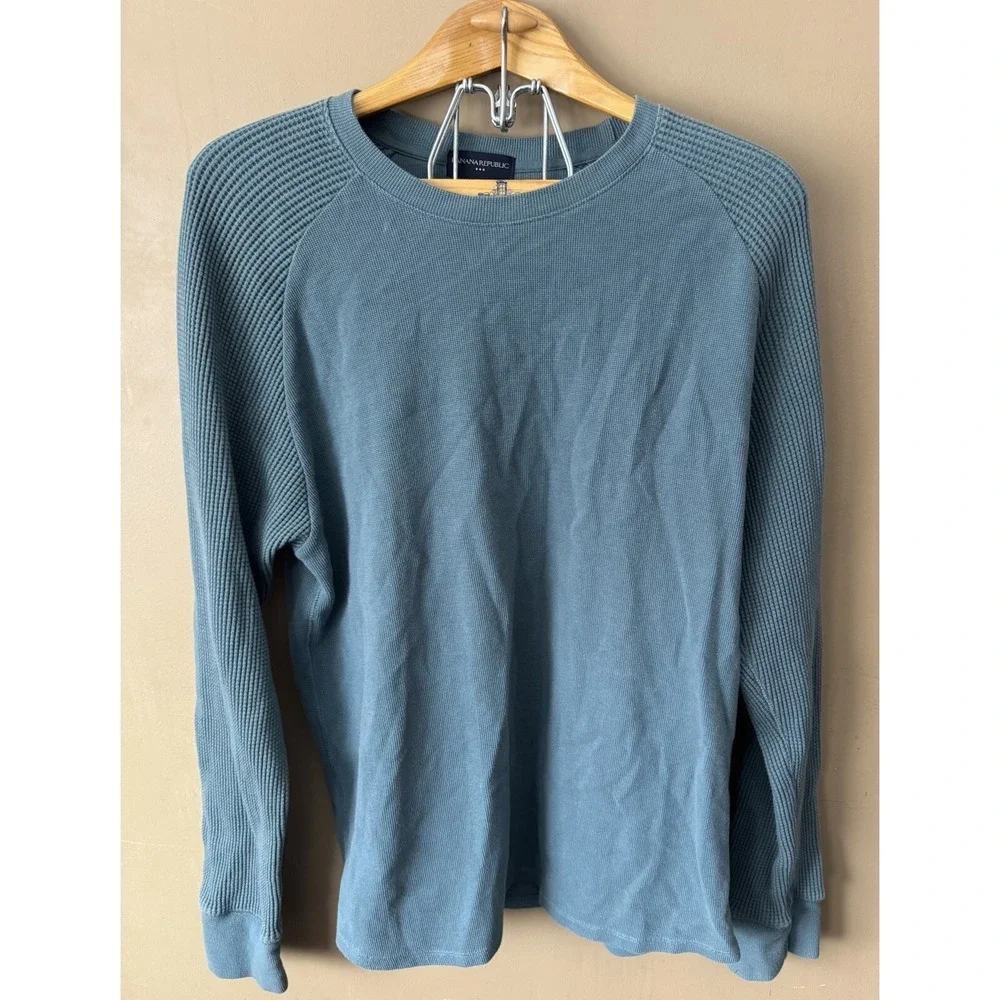 Vintage Banana Republic Men's Pullover Sweater Size Large Green‎ 100% Cotton